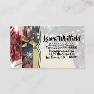 Business Card Beach Sunset Palm Tree String Lights