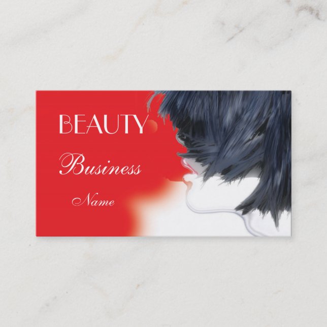 Business Card Beauty Red Black White (Front)