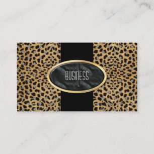 Business Card Black Gold Animal Leopard