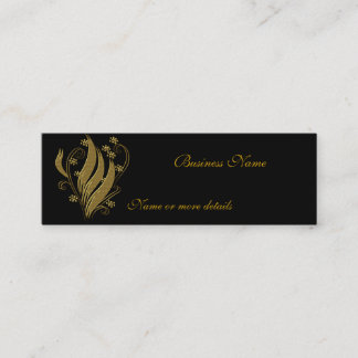 Business Card Black Gold Floral Skinny