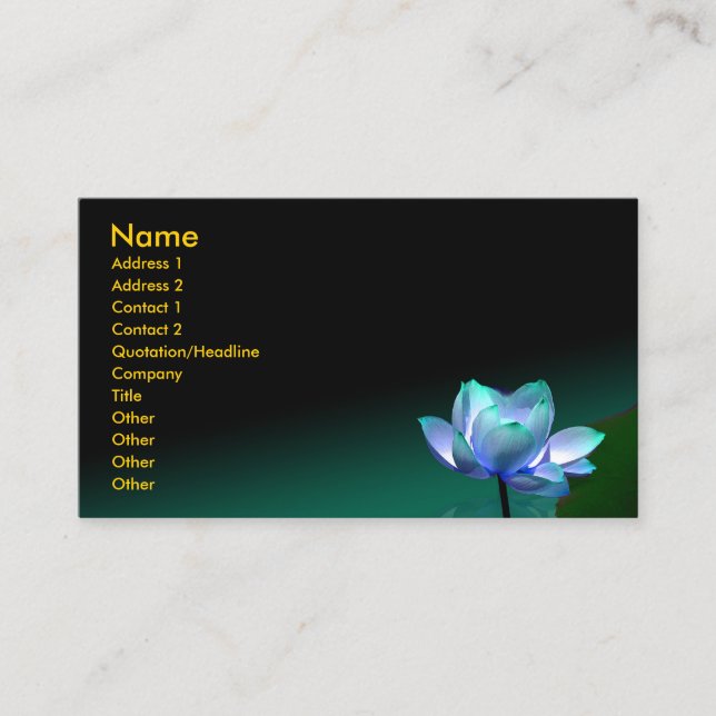 Business card, Blue lotus and buddha Card (Front)