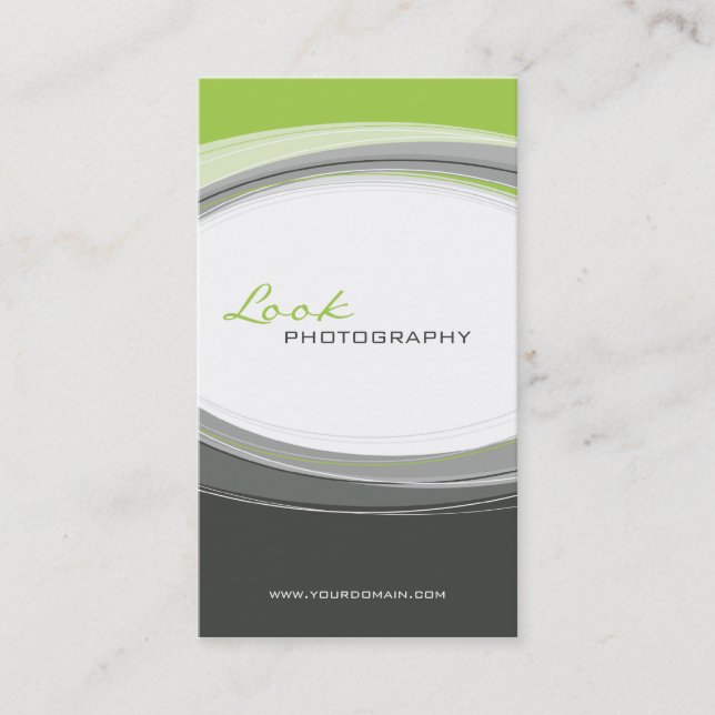 BUSINESS CARD bold modern curve grey lime green (Front)