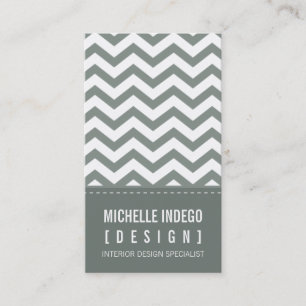 BUSINESS CARD bold trendy chevron stripes grey