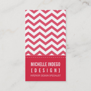BUSINESS CARD bold trendy chevron stripes red