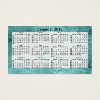 Business Card Calendar 2016 Blue Marbeled.