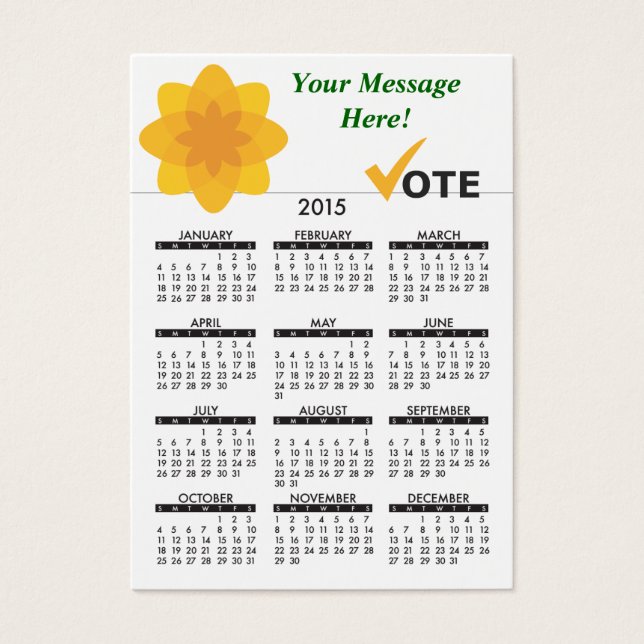 Business Card Calendar Plaid Party (Front)