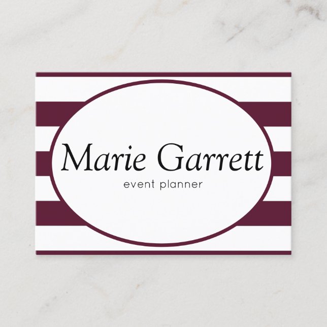 Business Card | Classic Stripes Maroon (Front)