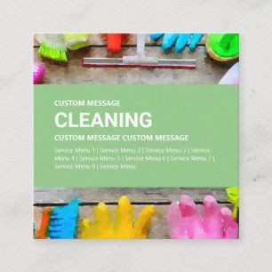 Business Card: Cleaning Service Square Business Card