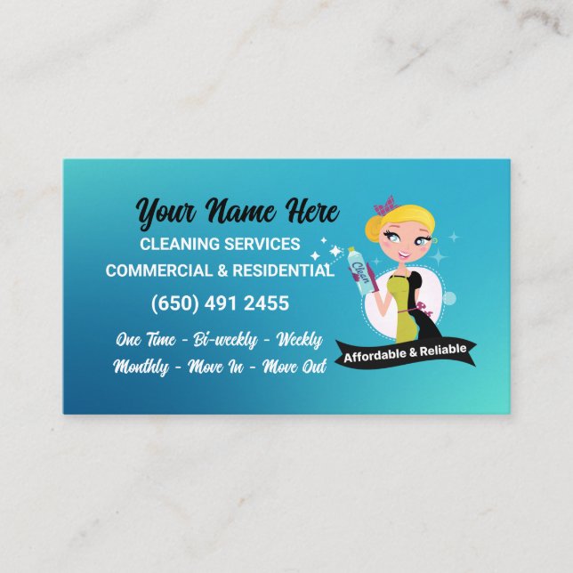 Business Card Cleaning Services Housekeeping (Front)