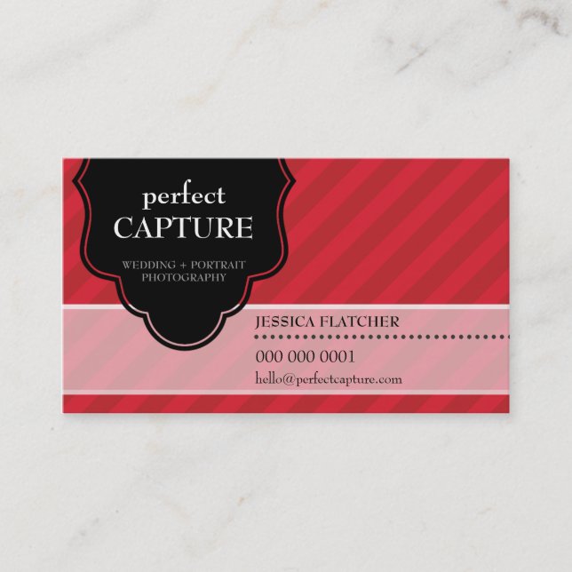 BUSINESS CARD cool bold capture red stripe black (Front)