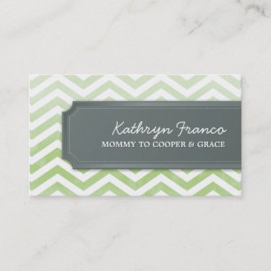 BUSINESS CARD cool chevron stripe green watercolor