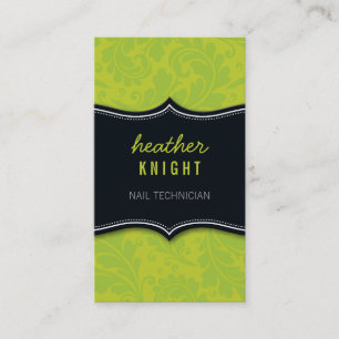 BUSINESS CARD cool flourish black lime green