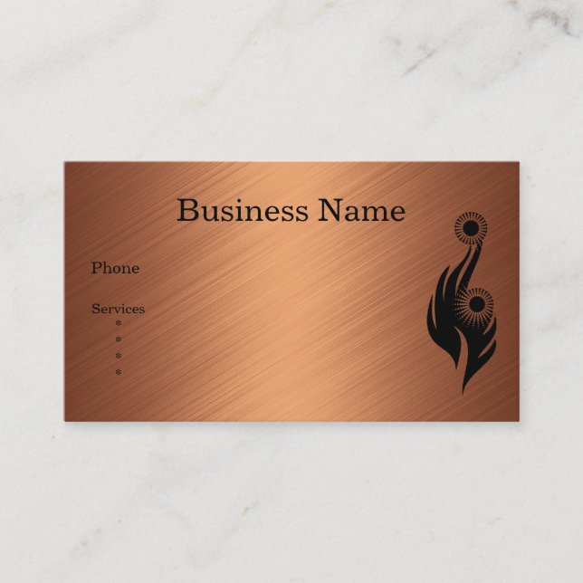 Business Card Copper Black Floral Abstract (Front)