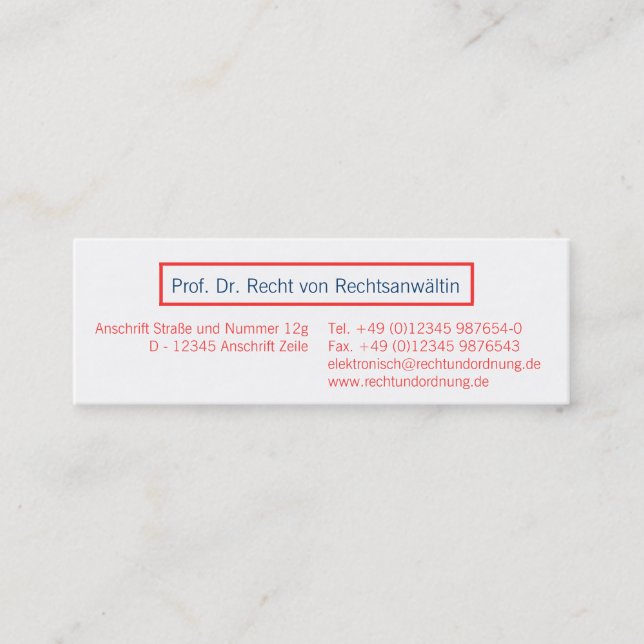 Business Card Coral Red (Front)