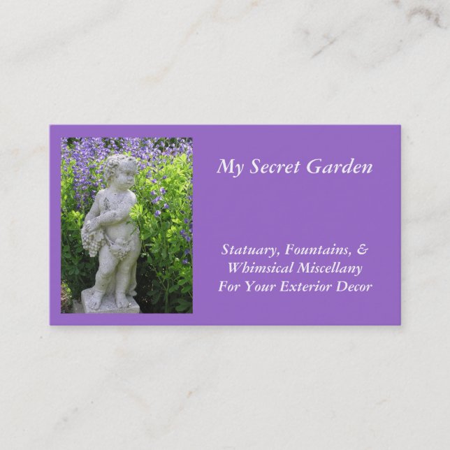 BUSINESS CARD, CUSTOMIZABLE, GARDEN STATUARY CARD (Front)