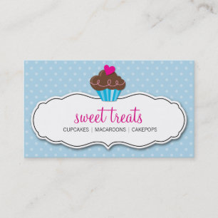 BUSINESS CARD cute bold cupcake pastel blue pink
