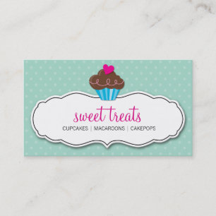 BUSINESS CARD cute bold cupcake pastel mint pink