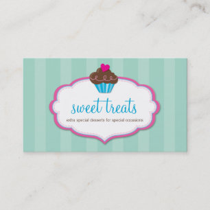 BUSINESS CARD cute bold cupcake pink mint green