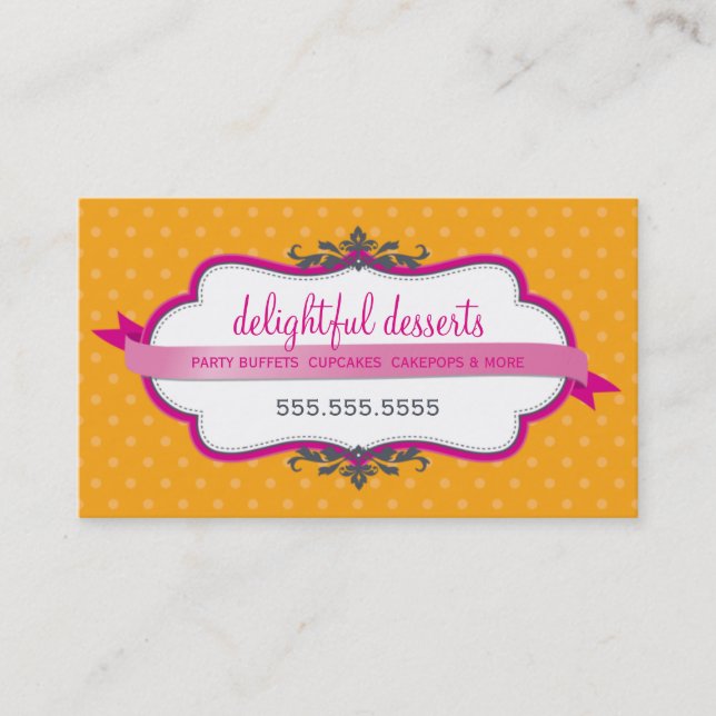 BUSINESS CARD cute stylish fuschia pink orange (Front)