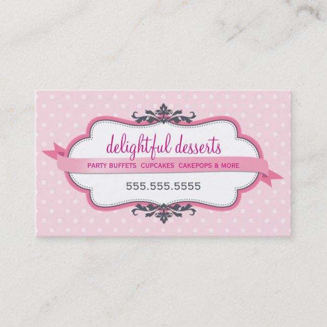 BUSINESS CARD cute stylish pink pastel pale baby (Front)