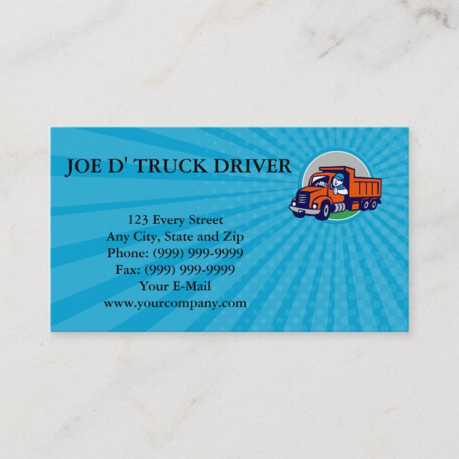 Business card Dump Truck Driver Thumbs Up Circle C (Front)