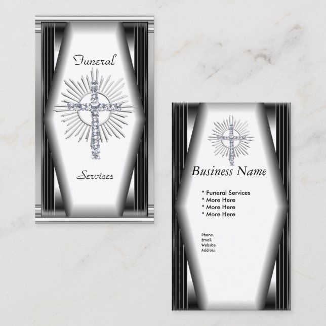 Business Card Elegant Funeral Services Chrome Elit (Front/Back)