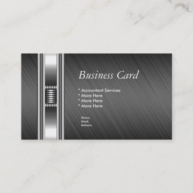 Business Card Elegant Silver Chrome Grey Elite (Front)
