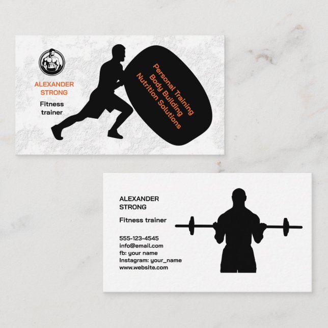 Business card fitness trainer body building gym (Front/Back)