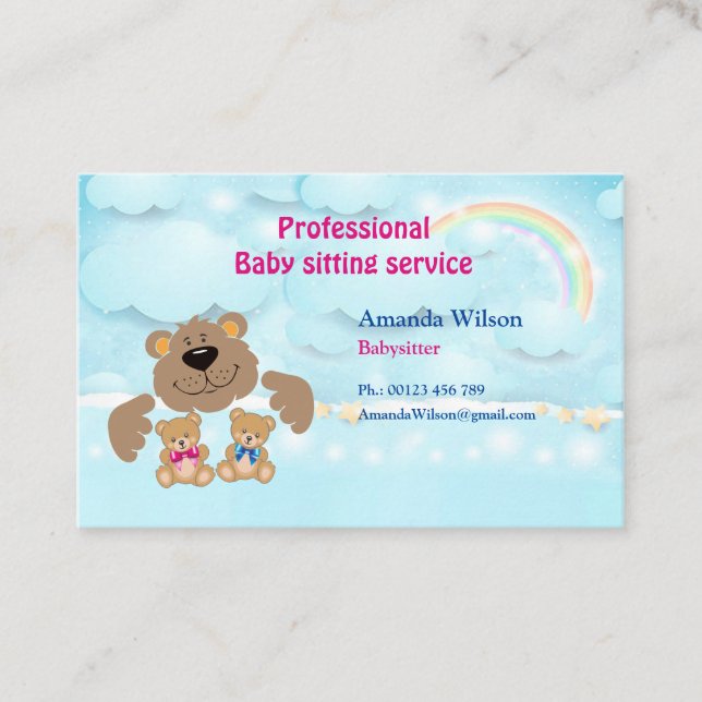Business card  for babysitter & childcare (Front)