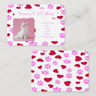 Business Card For Cattery Paw Prints Pattern