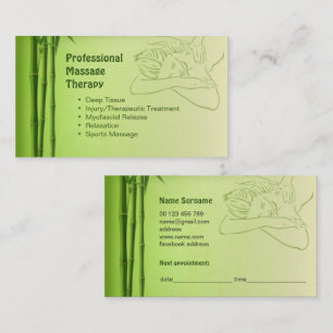 Business card for Certified Massage Therapist