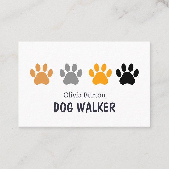 Business card for dog walker. (Front)