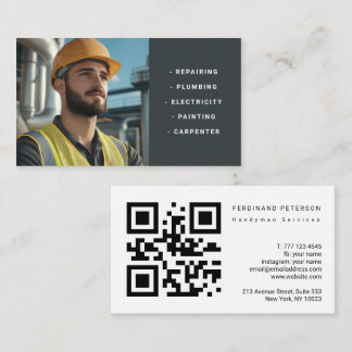 Business card for handyman services with photo