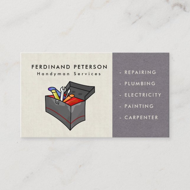Business card for handyman services with texture (Front)