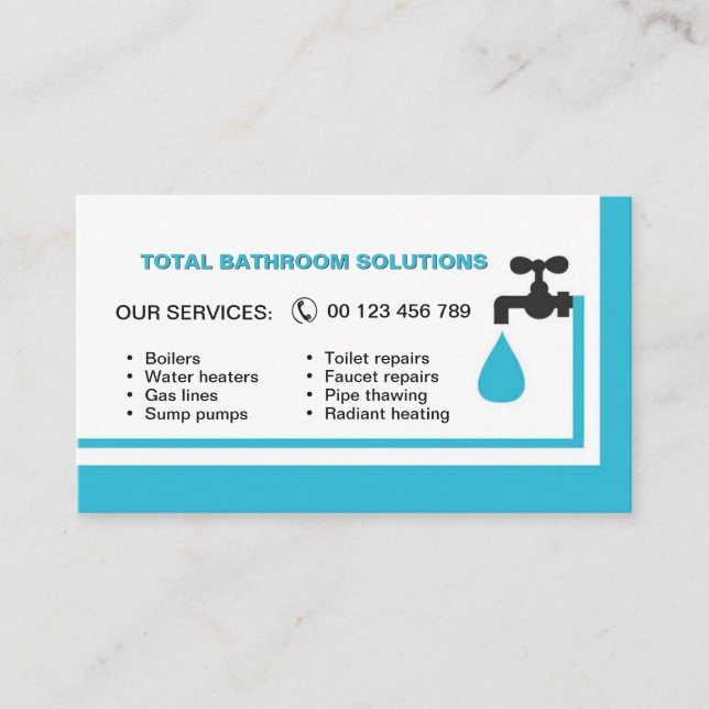 business card for plumber & handyman (Front)