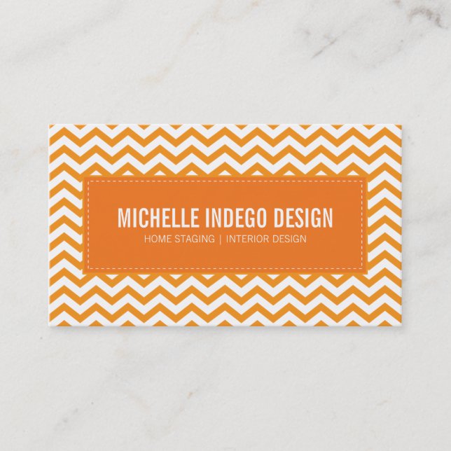 BUSINESS CARD fresh chevron pattern orange (Front)