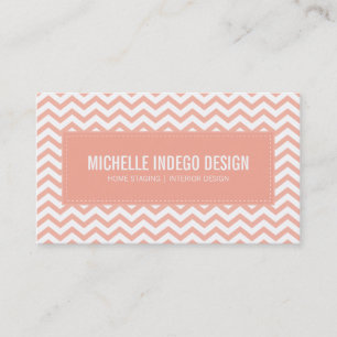 BUSINESS CARD fresh chevron pattern pale coral