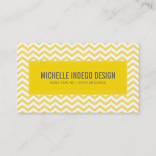 BUSINESS CARD fresh chevron pattern yellow grey