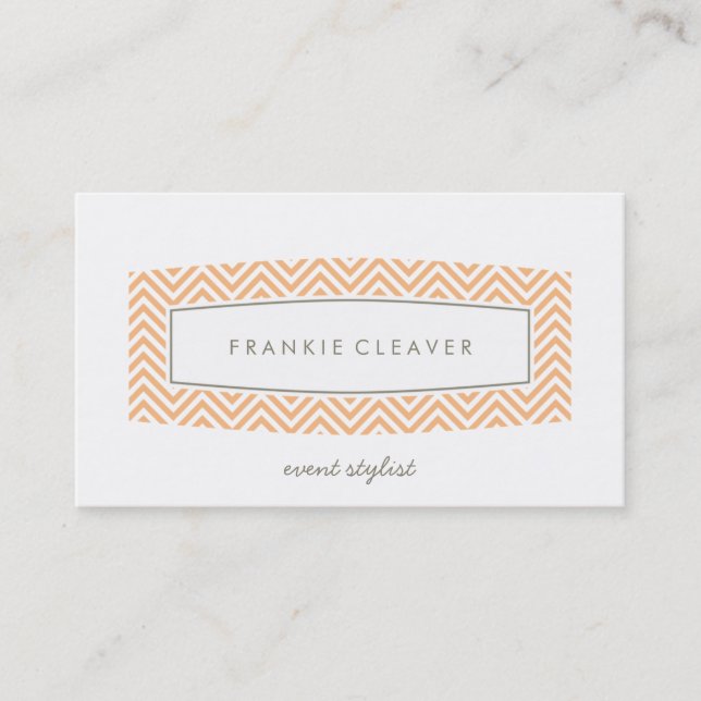 BUSINESS CARD fresh chevron patterned panel peach (Front)