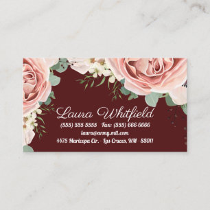 Business Card Geometric Garden Rose Anemone Wine