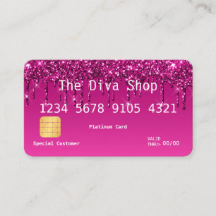 Business Card Glitter Credit Card Purple Pink