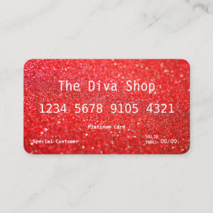 Business Card Glitter Credit Card Red