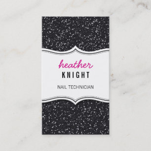 BUSINESS CARD glitzy glitter sparkle black pink