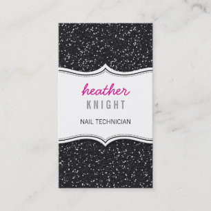 BUSINESS CARD glitzy glitter sparkle black pink