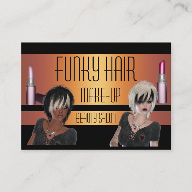 Business Card Gold Black Hair Make-Up Beauty (Front)
