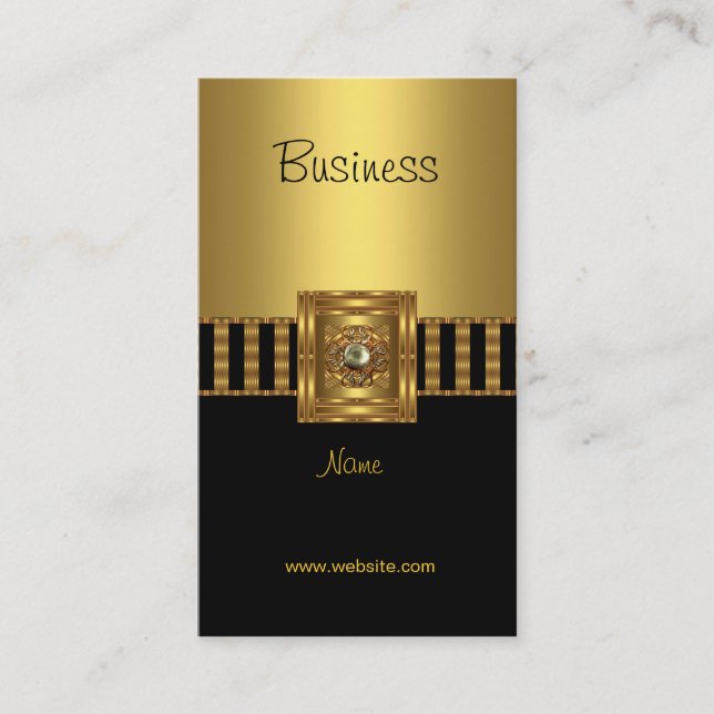 Business Card Gold on Gold Black Stripe (Front)