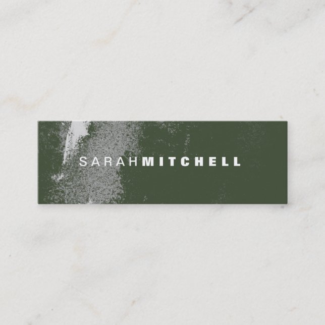 Business Card - Green & White Grunge Monogram (Front)