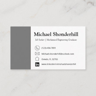 Business Card | Grey Business Card | Job Seeker