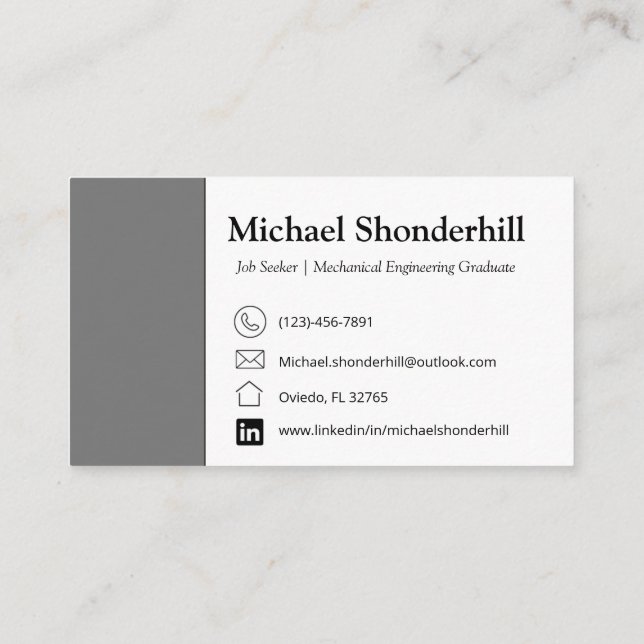 Business Card | Grey Business Card | Job Seeker  (Back)