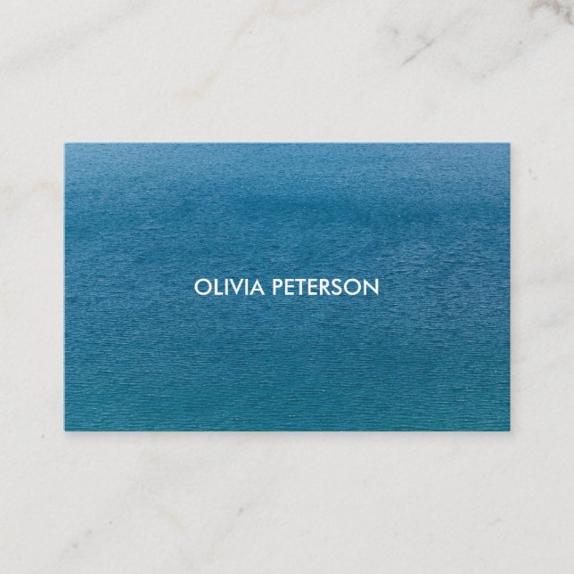 Business card in simple style with blue texture. (Front)